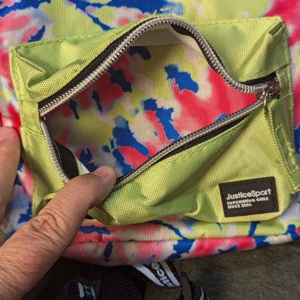 Justice mini tye-dye bag with cool striped straps, - Picture 11 of 12